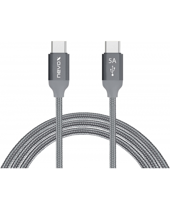 Nevox USB 2.0 cable, USB-C connector > USB-C connector (grey, 1 meter, PD, charging with up to 100 watts)