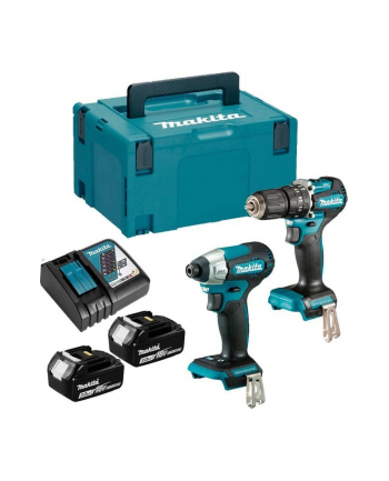 Makita cordless combo kit DLX2414JX4, 18 volts, impact drill (blue/Kolor: CZARNY, 2x Li-Ion batteries 3.0 Ah, MAKPAC size 3)