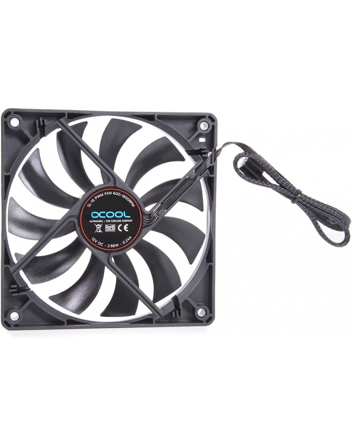 Alphacool SL-15 PWM Fan 600-1800rpm 120x120x15mm, case fan (Kolor: CZARNY) główny