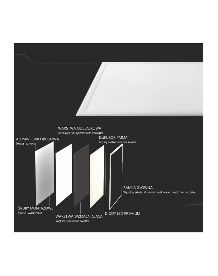 Panel V-TAC SKU2160246 VT-6060-6 4000K 40W 4950lm główny