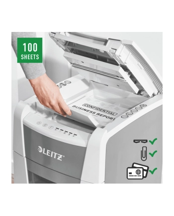 Niszczarka Leitz IQ AutoFeed 100, P4, 100 kartek, 34 l kosz nr 2
