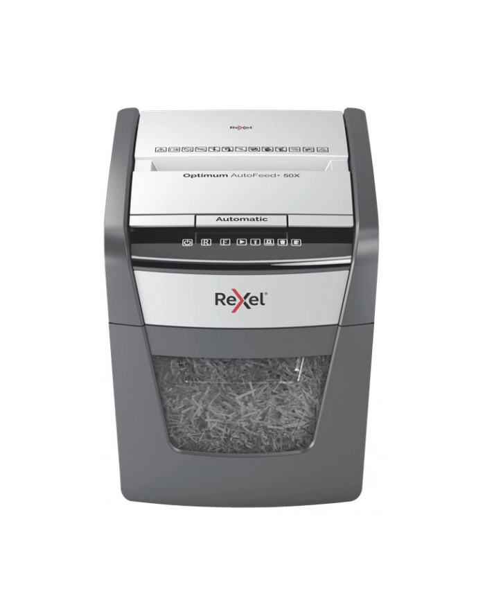 Niszczarka Rexel Optimum AutoFeed+ 50X, (P-4), 50 kartek, 20 l kosz główny