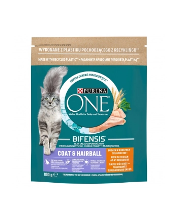 purina nestle PURINA ONE Coat 'amp; Hairball Bogata w Kurczaka i Pełne Ziarna 800g nr 1