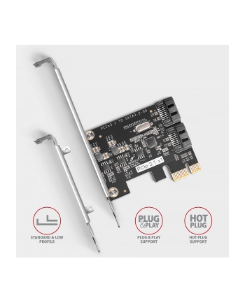 axagon PCES-SJ2 Kontroler PCIe 2x wewnętrzny port SATA 6G, chipset JMB582 SP ' LP nr 1