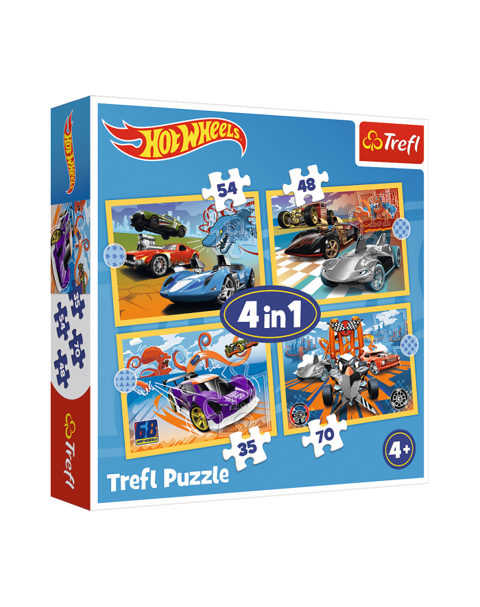 Puzzle 4w1 Pojazdy Hot Wheels / Mattel Hot Wheels 34627 Trefl główny
