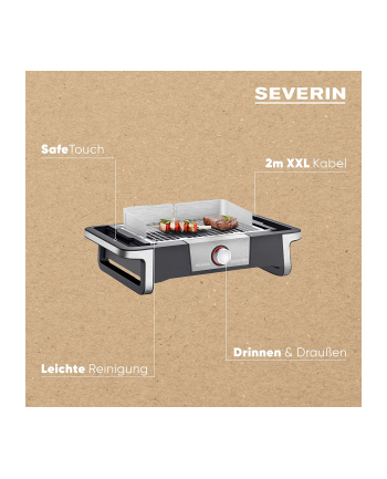 Severin eBBQ SENOA BOOST electric grill (Kolor: CZARNY/stainless steel, 3,000 watts, with BoostZone)