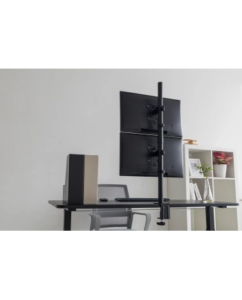 Uchwyt biurkowy pionowy 2xLCD max. 32'' 8kg, zaciskowy czarny DA-90438 nr 1