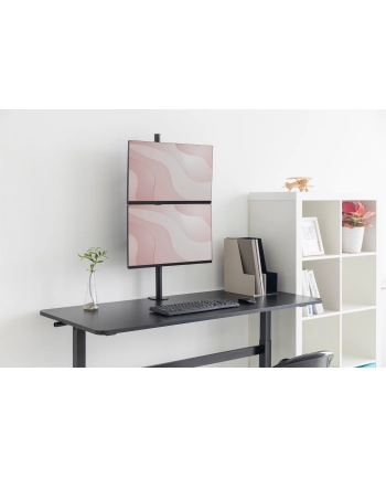 Uchwyt biurkowy pionowy 2xLCD max. 32'' 8kg, zaciskowy czarny DA-90438 nr 2