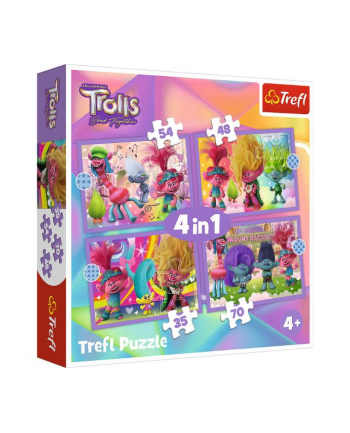 Puzzle 4w1 Przygody kolorowych Trolli Trolls 3 34622 Trefl