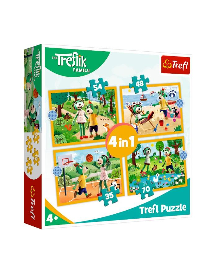 Puzzle 4w1 Trefliki na wakacjach. Rodzina Treflików 34623 Trefl główny