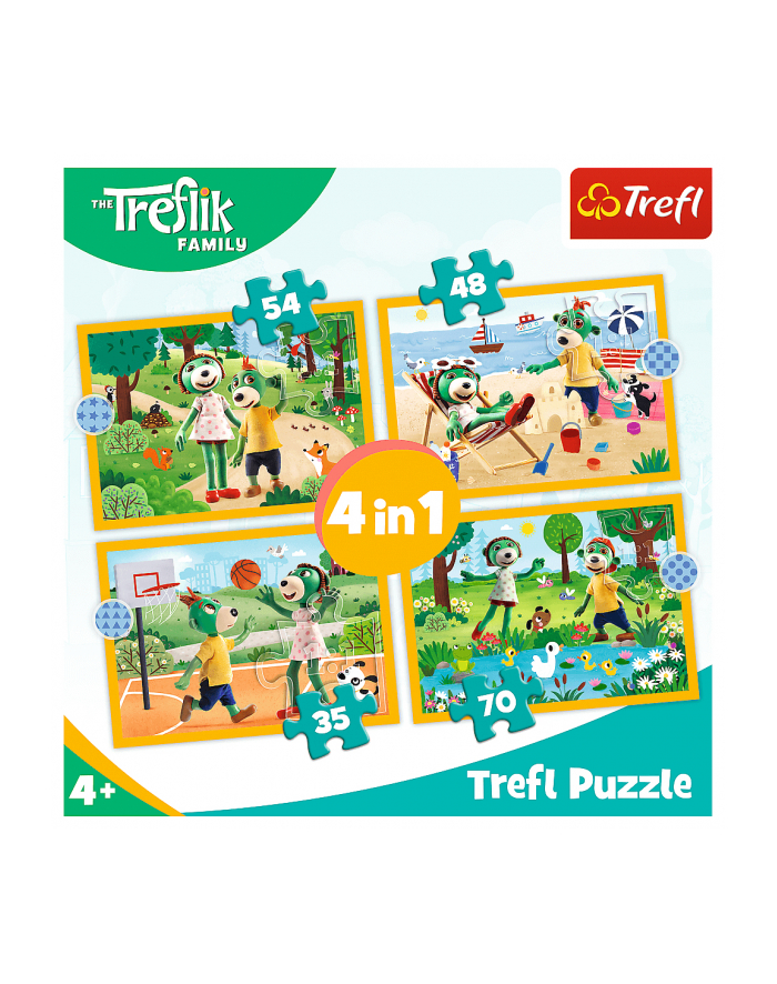 Puzzle 4w1 Trefliki na wakacjach. Rodzina Treflików 34623 Trefl główny
