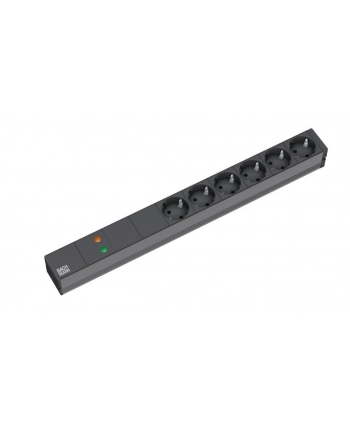 Bachmann 333.536 listwa zasilająca 19'' 1HE 6 x gniazda wtykowe ze stykiem ochronnym czarne 1 x pełna ochrona urządzenia przewód zasilający 2,0 m, 230 nr 1