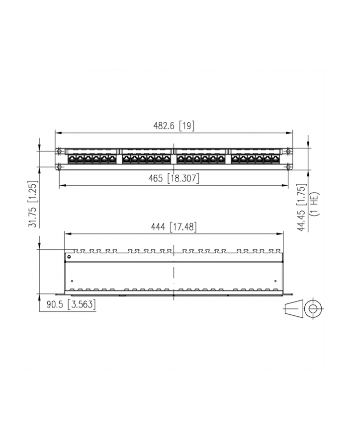 Metz Connect Patchpanel 130855C-E 24 Porty Cat 6A 1 U główny