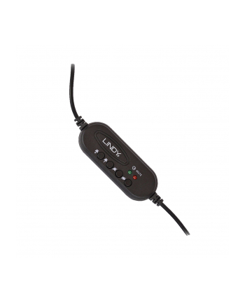 Lindy 42870 słuchawki/zestaw słuchawkowy Przewodowa Opaska na głowę Połączenia/muzyka USB Typu-A Czarny