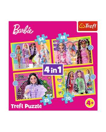 trefl PUZZLE 4w1 Wesoły świat Barbie/Mattel 34626