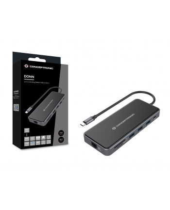 Conceptronic USB-C 2xHDMI,GbE,PD,2xUSB3.0,SD0.25 gr (DONN15G)