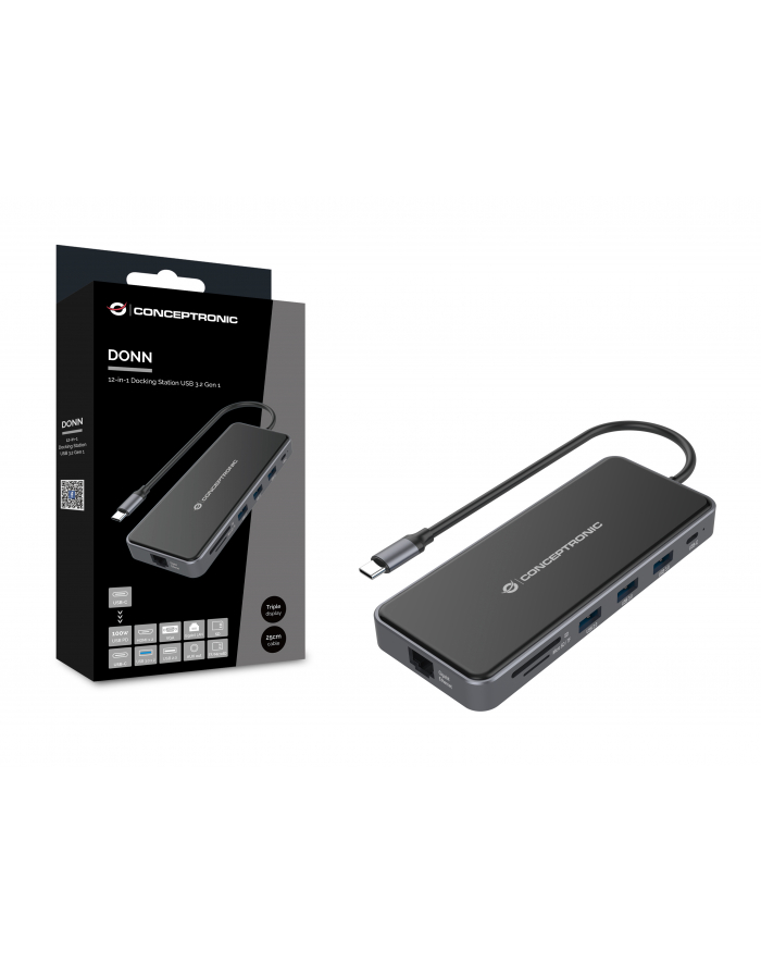 Conceptronic USB-C 2xHDMI,GbE,PD,2xUSB3.0,SD0.25 gr (DONN15G) główny