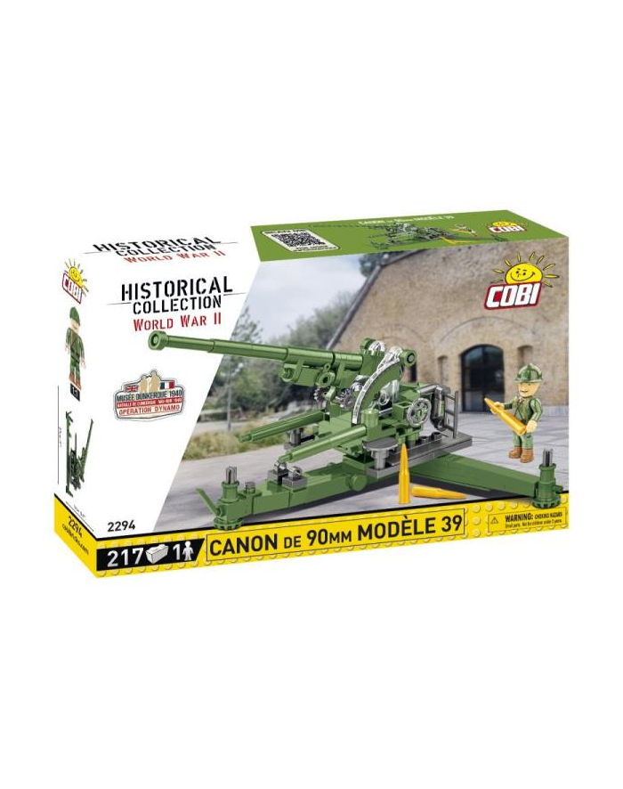 COBI 2294 Historical Collection WWII Francuskie działo przeciwlotnicze Canon de 90 mm Modele 1939 217 klocków główny