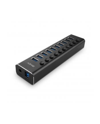 Lindy 10 Port USB 3.0 Hub with On/Off Switches USB 3.2 Gen 1 (3.1 Gen 1) Type-B 5000 Mbit/s Czarny