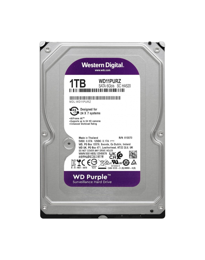 western digital Dysk Purple 1TB 3.5 cala WD11PURZ główny