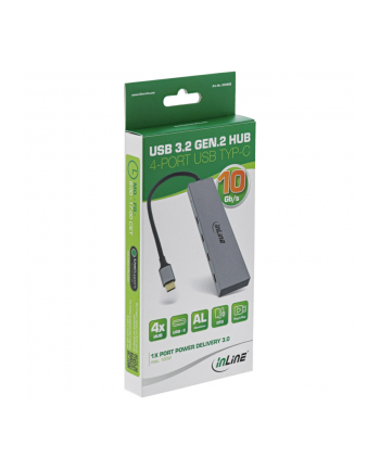 Inline HUB USB 3.2 Gen.2 Hub, Type-C to 4 Port (1 power through up 100W), OTG, aluminum housing, szary (35392B) nr 1
