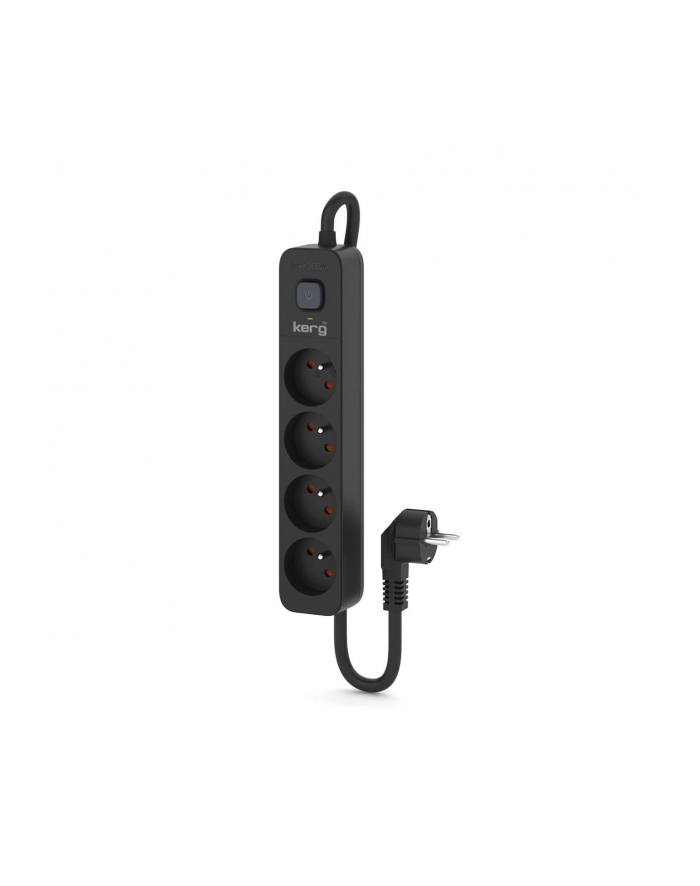 Urządzenie zasilające zabezpieczające KERG z wyłącznikiem 4 gniazda czarne 5m 16A H05VV-F 3x1,5mm2 główny