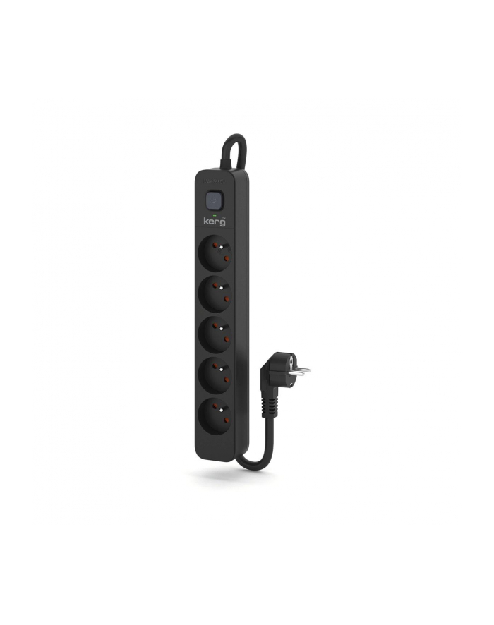 Urządzenie zasilające zabezpieczające KERG z wyłącznikiem 5 gniazd czarne 1,5m 16A H05VV-F 3x1,5mm2 główny