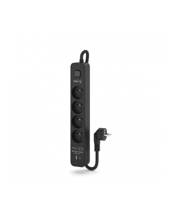 Urządzenie zasilające zabezpieczające KERG z wyłącznikiem 4 gniazda USB-C USB-A czarne 1,5m 16A H05VV-F 3x1,5mm2