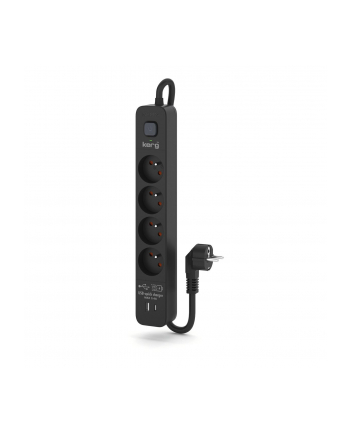 Urządzenie zasilające zabezpieczające KERG z wyłącznikiem 4 gniazda USB-C USB-A czarne 5m 16A H05VV-F 3x1,5mm2