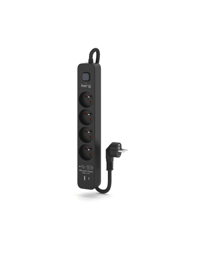 Urządzenie zasilające zabezpieczające KERG z wyłącznikiem 4 gniazda USB-C USB-A czarne 5m 16A H05VV-F 3x1,5mm2 główny