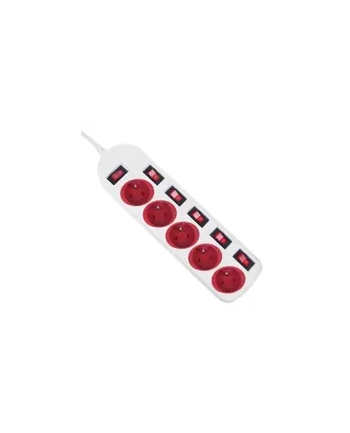 Listwa zasilająca Maclean, przedłużacz 5 gniazd, z włącznikami, 250VAC/10A, 1.5m, MCE204 R/W