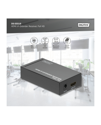 Przedłużacz/Extender DIGITUS HDMI 1080p 60Hz 120m po skrętce kat.6 HDCP 1.3 IR jednostka zdalna do DS-55517
