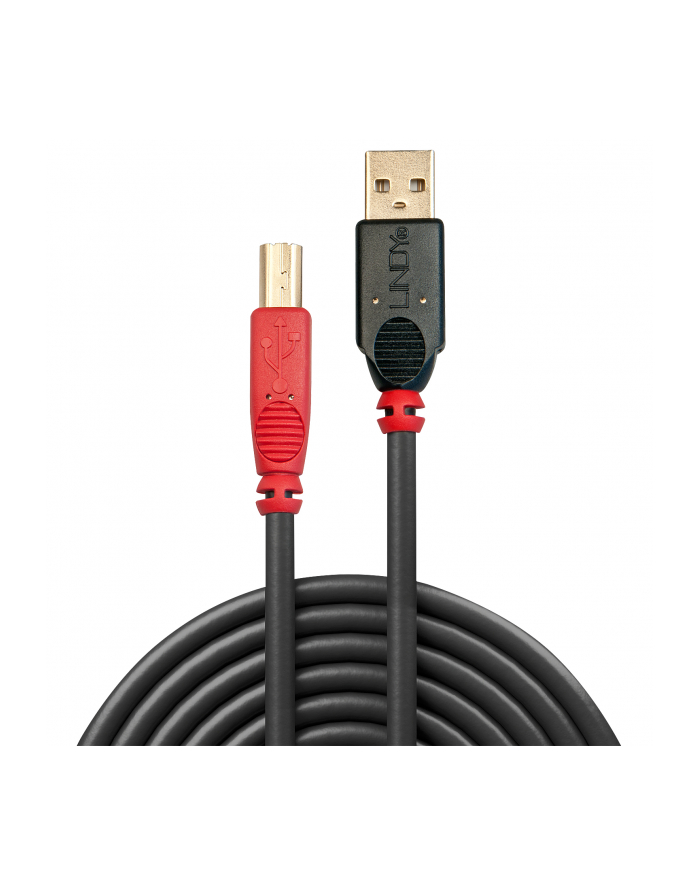 Kabel drukarkowy USB LINDY 2.0 A/M - USB B/M, Active Cable 10m Czarny główny