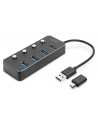 Hub USB 3.0/Koncentrator DIGITUS 4-portowy USB A + adapter USB-C 5Gbps z wyłącznikami aluminiowy pasywny - nr 4