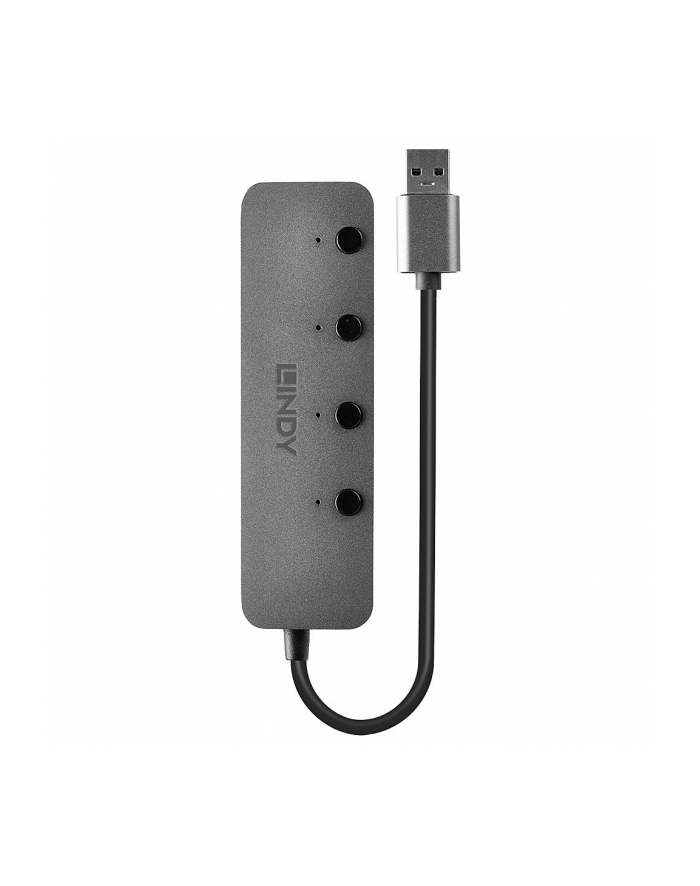 Hub USB 3.0 LINDY On/Off Switches 4 Port szary główny