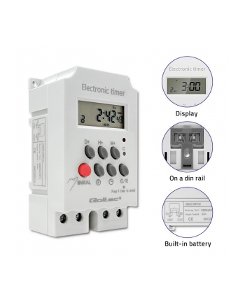 qoltec Elektroczniczny programator czasowy na szynę DIN PC0629