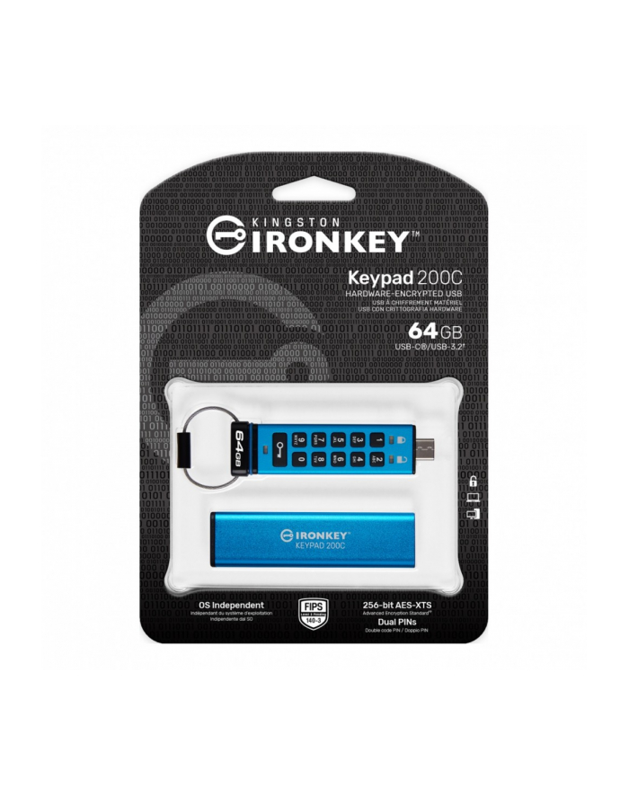 kingston Pendrive 64GB IronKey Keypad 200 FIPS140-3 Lvl3 AES-256 główny