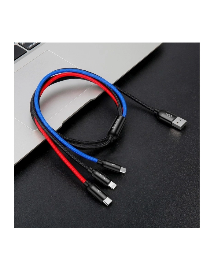 Kabel przewód USB 3w1 - USB-C, Lightning, micro USB 120cm Baseus CAMLT-BSY01 do 3.5A główny