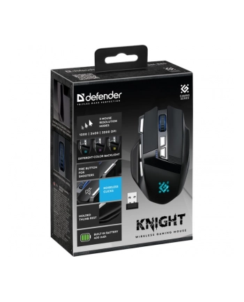 defender Mysz gamingowa bezprzewodowa Knight GM-885 3200DPI 8P Czarna nr 1