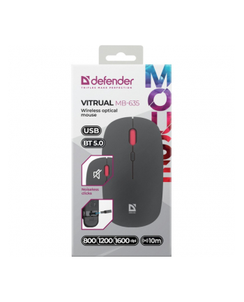 defender Mysz bezprzewodowa Silent Click Virtual MB-635 RF+BT 1600DPI 4P