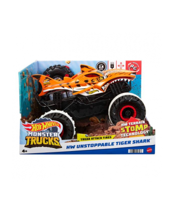 Hot Wheel Monster Truck Niepowstrzymany Tiger Shark 1:15 Terenowy pojazd zdalnie sterowany HGV87 MATTEL p1