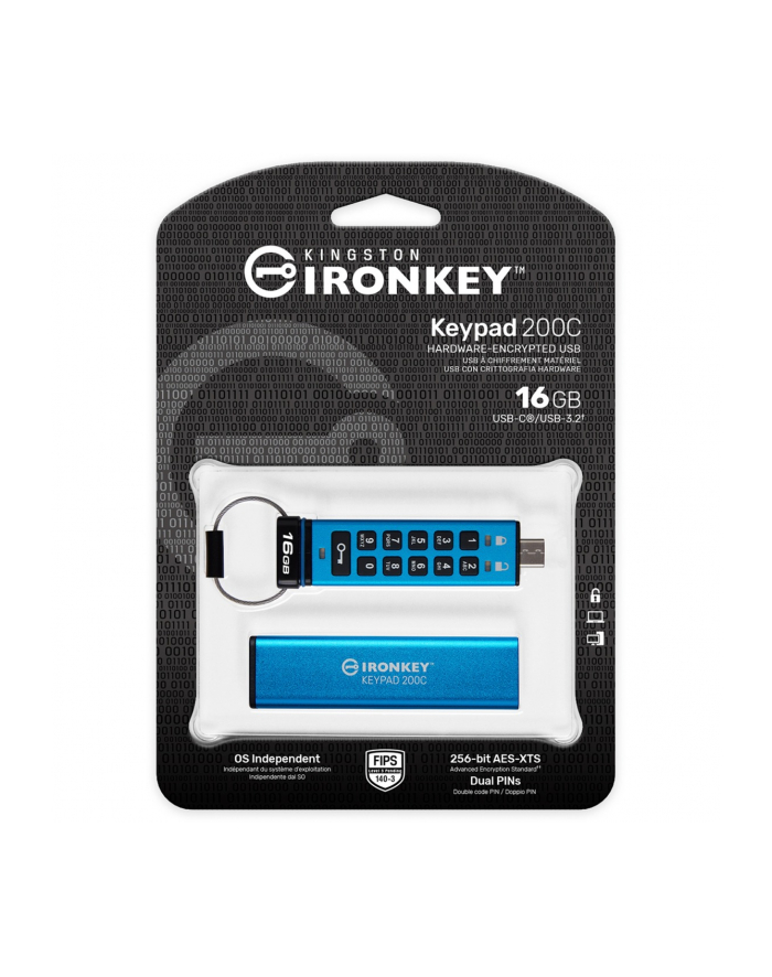 kingston Pendrive 16GB IronKey Keypad 200 FIPS140-3 Lvl3 AES-256 główny
