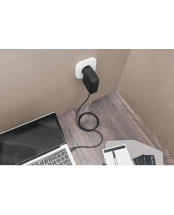 digitus Ładowarka sieciowa zasilacz 1x USB-C PD 3.0 max. 100W GaN zintegrowany kabel 1,2m Czarna