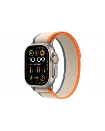apple Watch Ultra 2 GPS + Cellular, 49mm Koperta z tytanu z opaską Trail w kolorze pomarańczowym/beżowym - M/L
