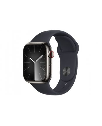 apple Watch Series 9 GPS + Cellular, 41mm Koperta ze stali nierdzewnej w kolorze mocnego grafitu z paskiem sportowym w kolorze północy - S/M