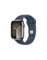 apple Watch Series 9 GPS + Cellular, 45mm Koperta ze stali nierdzewnej w kolorze srebrnym z paskiem sportowym w kolorze sztormowego błękitu - M/L - nr 1