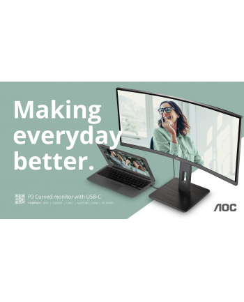 aoc Monitor CU34P3CV 34 cale 100Hz Curved VA HDMI DP USB-C