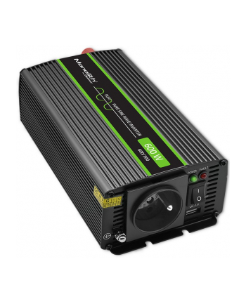 qoltec Przetwornica napięcia Monolith 1200 MS Wave | 12V na 230V |      600/1200W | USB