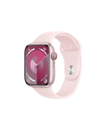 apple Watch Series 9 GPS + Cellular, 45mm Koperta z aluminium w kolorze różowym z paskiem sportowy w kolorze jasnoróżowym - M/L