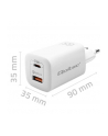 qoltec Ładowarka sieciowa 65W GaN ULTRA | 5-20V | 2.25-3.25A | 1 x USB  typ C PD | 1 x USB QC 3.0 | Biała - nr 14